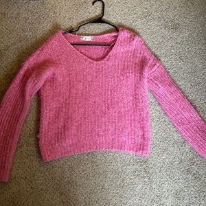 Pink Fuzzy Cableknit Sweater